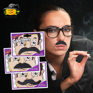 Bigote de peluche negro Scherzbart, accesorio adhesivo para disfraz, decoración para Halloween y cosplay, hecho en China - Product Image 1