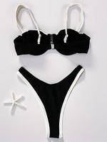 Micro bikini taille haute 2026 sexy, maillot de bain séparé à séchage rapide avec coussinet de poitrine, service OEM, motif à carreaux noir et blanc, motif gingham, motif fruits