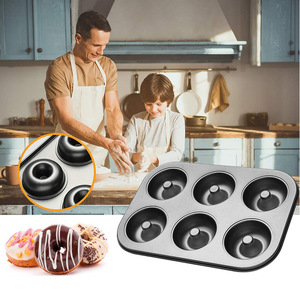 Molde para donuts de 6 cavidades, bandeja antiadherente para hornear pasteles y muffins - Product Image 3