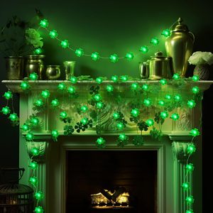 Décorations <span class=keywords><strong>de</strong></span> la Saint-Patrick Guirlandes lumineuses 10FT 30LED Green Shamrock Guirlandes lumineuses à piles Fairy Lucky Clover Lights - Product Image 5
