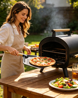 Pelle à pizza rectangulaire professionnelle en aluminium noir avec manche en bois, accessoires de cuisson pour four