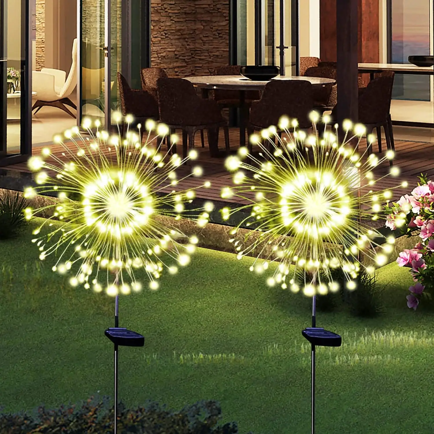 Рождественские солнечные фейерверки садовые сказочные огни водонепроницаемые уличные Одуванчики газонные лампы для дворовой дорожки