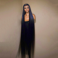 Perruque indienne vierge naturelle de 40 pouces, lisse, sans colle, avec dentelle HD complète, 100 % cheveux humains non traités, pour femmes noires