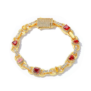 Bespoke ODM Vibrant Spectrum Micro <b>Set</b> Moissanite Bracelets S925 Silver Heavy Gold Bonded Iced Out Hip Hop Fine Jewelry Supplier - Product Image 1