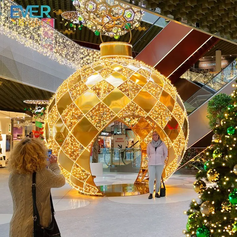 3D grande arco a sfera luce decorata sfere di natale lampione a motivo gigante luci per il parco del giardino della città del centro commerciale