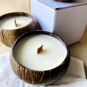 Bougie parfumée de haute qualité en bol de noix de coco pour les fêtes Eco2go Vietnam, artisanat durable en bois, design rustique, usage domestique Eco2go - Product Image 3