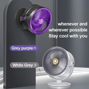 Ventilador de pared/escritorio de 5 velocidades con 720 puntas. Función de ajuste y repelente de mosquitos, carga tipo C - Product Image 2