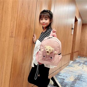 Hot Selling Canvas Cute Bear <b>Small</b> Kids <b>Backpack</b> Kindergarten Children School Bags With Custom Logo - Product Image 2