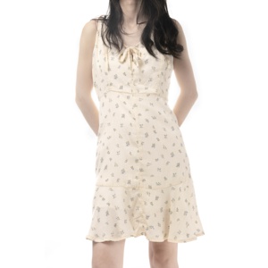 Abito Corto da Donna con Stampa Floreale, Vestito <span class=keywords><strong>Midi</strong></span> Senza Maniche con Volant Frontale Sexy - Product Image 1