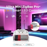 Contrôleur de bande LED intelligent GL-C-301P Gledopto Mini ZigBee 3.0 5-en-1, variateur LED Alexa, 5 canaux de sortie, 240W DC12-24V, télécommande 50M