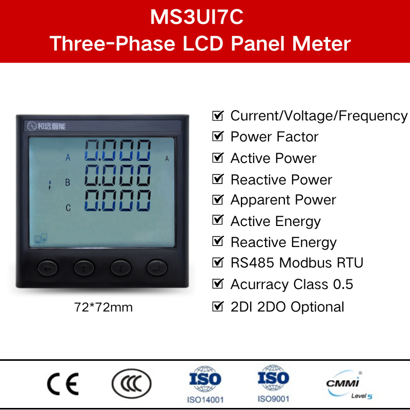 Écran LCD RS485 2DI2DO 72*72mm