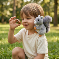 Peluche Écureuil Magnétique à Porter sur l'Épaule, Format de Poche, Mini Animal en Peluche de la Forêt pour Enfants Garçons et Filles