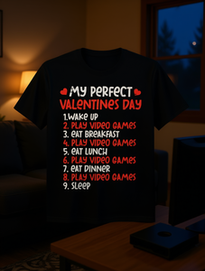 Camiseta divertida con diseño de lista de tareas del videojuego del Día de San Valentín, informal, de manga corta, 100% algodón, con diseño estampado en la parte delantera - Product Image 2