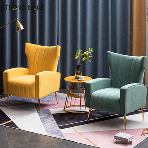 Designer Lounge <strong>Chair</strong> Modern Leisure Hotel Poltronas Velvet Fabric Living Room Furniture Sofa Relaxing <strong>Single</strong> <strong>Arm</strong> <strong>Chair</strong> - Product Image 5