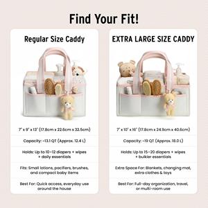 Bolsa Organizadora de Pañales de Fieltro, Linda Cesta para Bebé Recién Nacido con Compartimentos y Asa - Product Image 6
