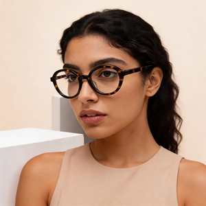 Montura Óptica Redonda para Mujer, Carey, Acetato Ligero, Diseño Retro, Precio de Fábrica, Venta al por Mayor, Lentes de <span class=keywords><strong>Vista</strong></span> - Product Image 2