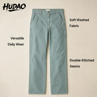 Celana Cargo Pria Vintage Hudao Custom, Bahan Katun Twill, Banyak Kantong, Model Longgar, Streetwear, Celana Kerja