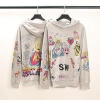 Sweat à capuche unisexe en molleton ample, motif cœur, style rétro, avec motifs religieux, Notre-Dame, graffiti et dessins animés anciens, fabriqué aux États-Unis