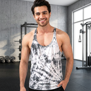 High Quality Custom Solid Breathable Knitted Polyester/Cotton V-neck Tank Top <b>Men</b> Gym Activewear Sleeveless Fitness Sports OEM - Product Image 2