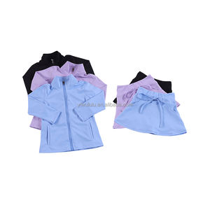 OEM & ODM, детская юбка для йоги и куртка для девочек, комплект из 2 предметов для йоги, топы для фитнеса, спортивные костюмы, комплект для занятий йогой, детская одежда - Product Image 3