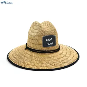 맞춤형 OEM 로고 밀짚 비치 모자 여성 남성 유니섹스 봄 여름 통기성 태양 브레이드 플로피 페도라 밀짚 모자
