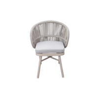 Chaise de salle à manger de luxe en aluminium et corde pour hôtel commercial, terrasse au bord de la piscine, café, bistrot, jardin extérieur et restaurant, avec siège confortable et fauteuils