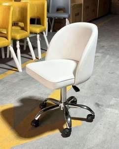 Chaise de bureau ergonomique moderne en maille pivotante avec roulettes, hauteur réglable, noire, pour salon de manucure - Product Image 6