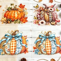 Autocollant de transfert thermique DTF de luxe à motifs variés (citrouille, nœud), transfert thermocollant anti-fissuration pour Halloween (floral, papillon) pour sweats à capuche