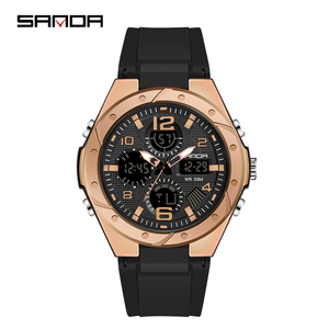 Reloj Digital Multifuncional de Doble Pantalla para Mujer, Diseño Simple y Moderno, Caja de Acero Inoxidable, Movimiento de Cuarzo, Batería de Larga Duración - Product Image 3