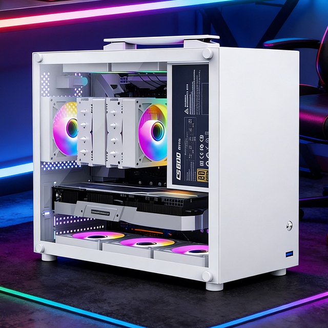 Mini MATX Horizontal Gaming Desktop Case Tempered Glass Handheld ATX Form Factor Steel Stock New Product