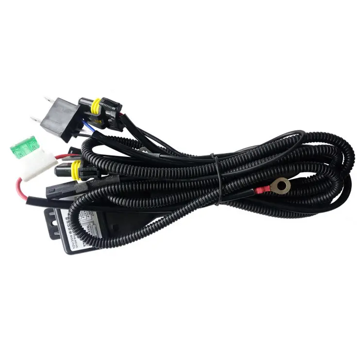 Aksesori lampu mobil lainnya pengendali tali kawat dengan relai untuk bohlam xenon hid H4 12V 35W 55W harnes kabel mobil