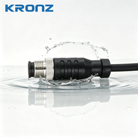 Connecteur d'aviation mâle KRONZ M12 à 3 broches avec câble blindé pré-assemblé de 10 m, droit, noir, assemblage PVC pour câblage industriel