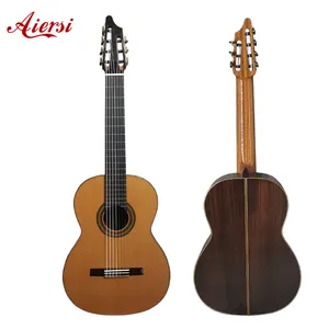 Guitare classique 7 cordes de qualité professionnelle faite à la main de marque Aiersi finition brillante solide avec dessus en cèdre dos et côté en palissandre