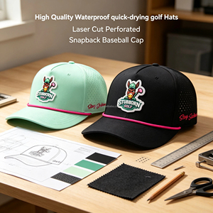 Casquette de baseball 5 panneaux perforée personnalisée en caoutchouc PVC avec logo, idéale pour le golf et les sports de plein air – Vente en gros de haute qualité - Product Image 1