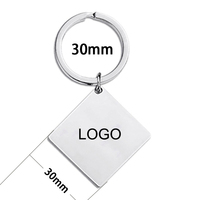 Porte-clés carré vierge en acier inoxydable, finition miroir, gravable au laser, impression UV, cadeau promotionnel, fourni par l'usine
