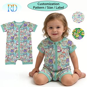 Pyjamas Bébé Unisexe en Bambou à Imprimé Dessin Animé, Modèles Personnalisés 2026, Vêtements pour Enfants en Gros, Fermeture Éclair YKK Bidirectionnelle, Respirant - Product Image 1