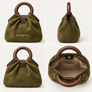 Sacs à main de luxe en velours vert, fabrication OEM/ODM, avec poignée supérieure circulaire, mini sac adapté à un usage quotidien - Product Image 2