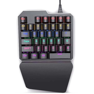Juego de ratón con teclado mecánico retroiluminado RGB para juegos con una sola mano Interfaz USB para zurdos con función impermeable - Product Image 5