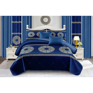Juego de Sábanas de Lujo de 12 Piezas, Tamaño <span class=keywords><strong>Queen</strong></span>, con Relleno de Algodón, Cubrecama y Cortinas a Juego - Product Image 1