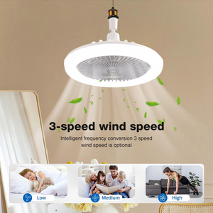 Giá bán buôn trong nhà phòng ngủ nhà bếp 3 bánh tốc độ gió E27 cơ sở 6 inch Quạt trần ánh sáng với và điều khiển từ xa - Product Image 4