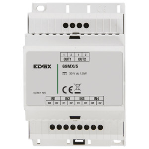 Modulo Relè Elvox 69MX/5 30 V CC 1.5W, 4 Ingressi 2 Uscite, Montaggio su Guida DIN - Product Image 1