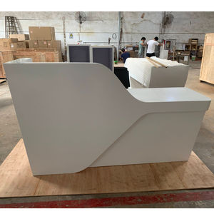 Bancone Reception per Clinica Dentale in Pietra Solid Surface Grigia, Nuovo Design Moderno <span class=keywords><strong>2026</strong></span>, Vendita Calda, Colore Bianco - Product Image 5