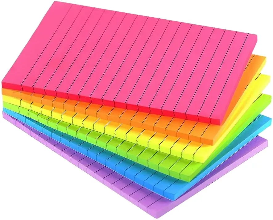 Lined Sticky Notes 4X6 in Bright Ruled Post Sticky Colorful Super Sticking Power Memo Pads