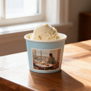 Custom Food Grade Leakproof Single Wall Paper Ice Cream Cup <b>Container</b> for Frozen Yogurt Sorbet and Quick Service Restaurant - Product Image 1