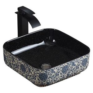 <span class=keywords><strong>Lavabo</strong></span> Rectangular de Porcelana Azul y Blanca Estilo <span class=keywords><strong>Retro</strong></span> Chino para Baño, Lavamanos con Grifo y Desagüe para Hotel - Product Image 5