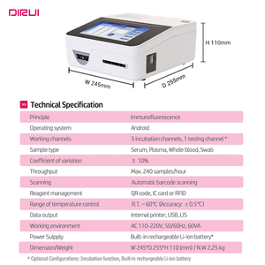 Analyseur d'immunoanalyse par fluorescence compact DIRUI, fabricant professionnel, 3 canaux, <span class=keywords><strong>test</strong></span> POCT, 240 échantillons par heure - Product Image 5
