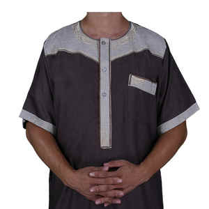 Estilo marroquí musulmán seis colores hombres manga corta islámica Thobe - Product Image 1