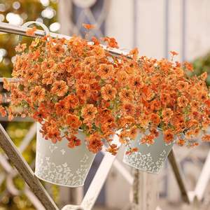 Festival de la récolte artificielle orange couleur d'automne bouquet de fleurs faisceaux violets pour la décoration d'automne intérieur maison balcon extérieur - Product Image 1