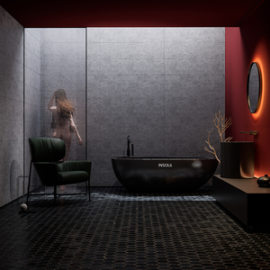 INSOUL Panneaux muraux de salle de bain écologiques ignifuges L-SPC imperméables modernes pour douche Surface mate - Product Image 1