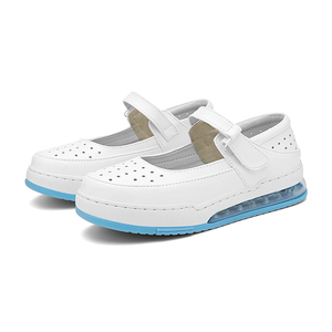 Zapatos de Enfermería Lenore para Mujer, de Cuero Blanco, Sin Cordones, Planos, Transpirables, con Orificios, Antideslizantes, Seguros, Cómodos para el Trabajo, Primavera/Verano - Product Image 3